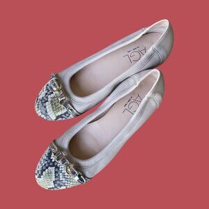 AGL Vero Cuoio Italy Leather Snakeskin Cap Toe Buckle Ballet Flats Size:39